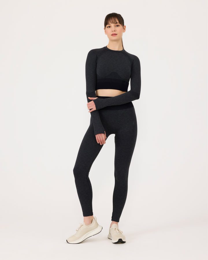 Gri | Seamless Başparmak Delikli Crop Top