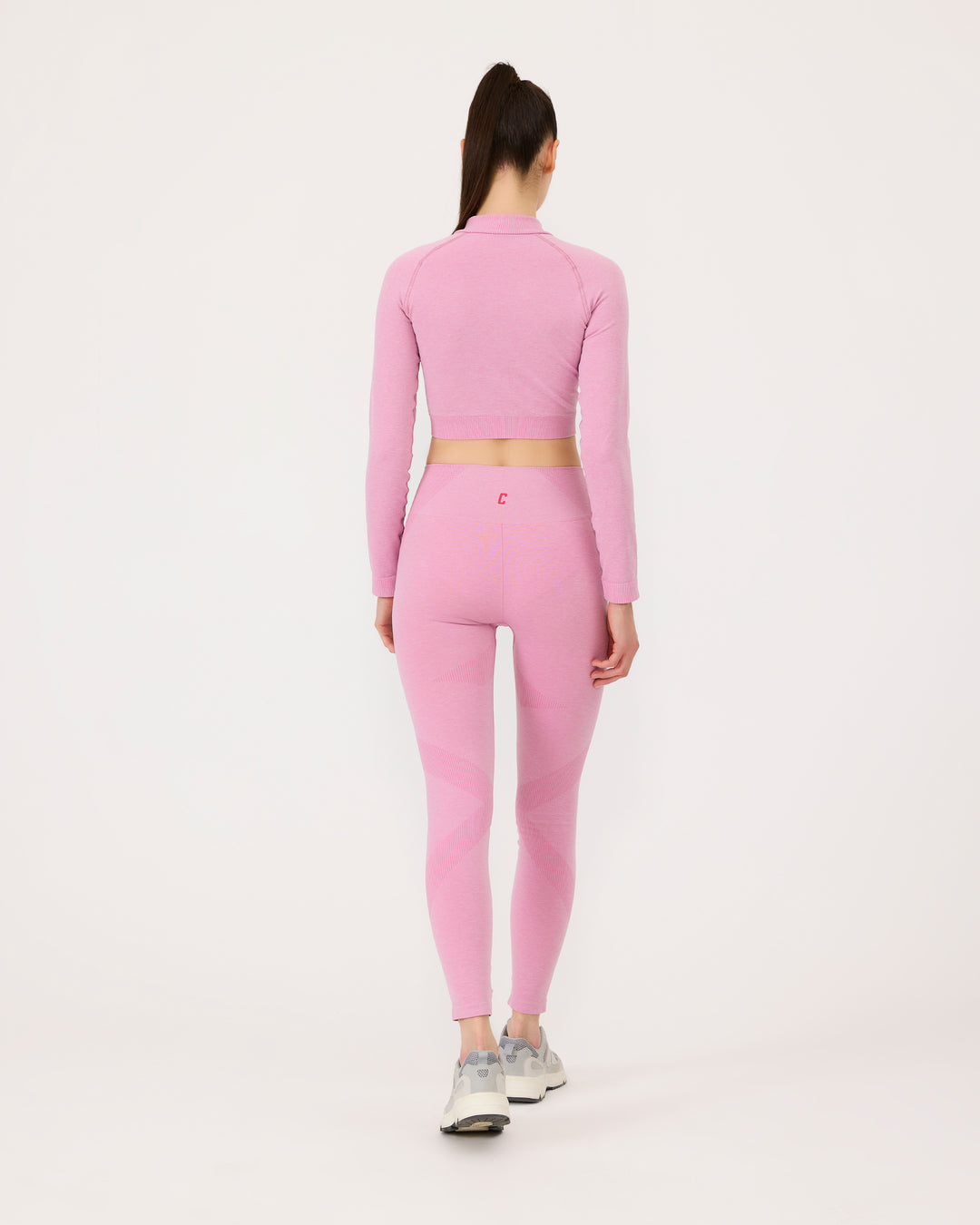 Pembe | Seamless Fermuarlı Crop Ceket