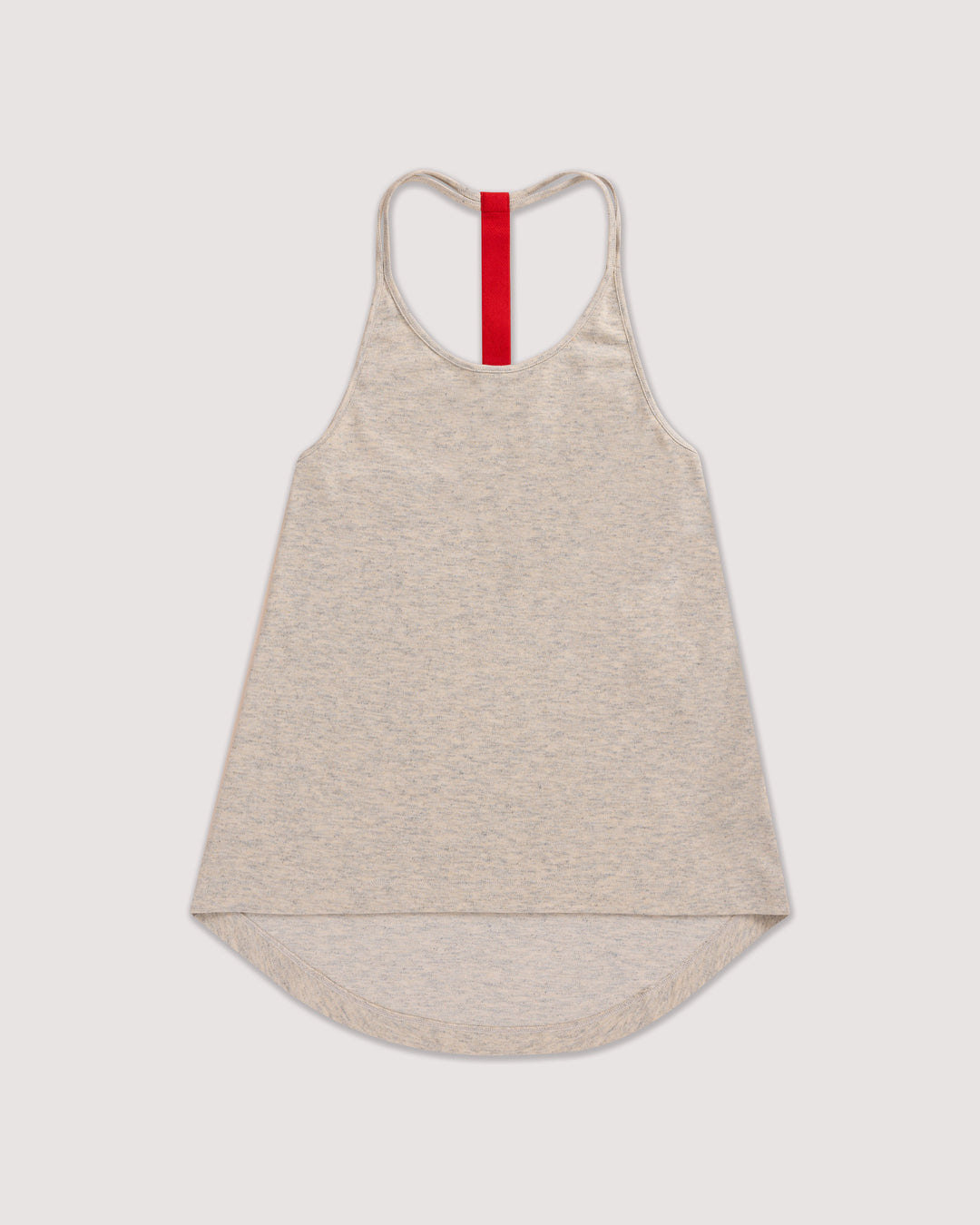 Beige relaxed fit halterneck tank top, racerback, elastic back strap in red, loose fit, relaxed Fit, U-Neck, sleeveless.