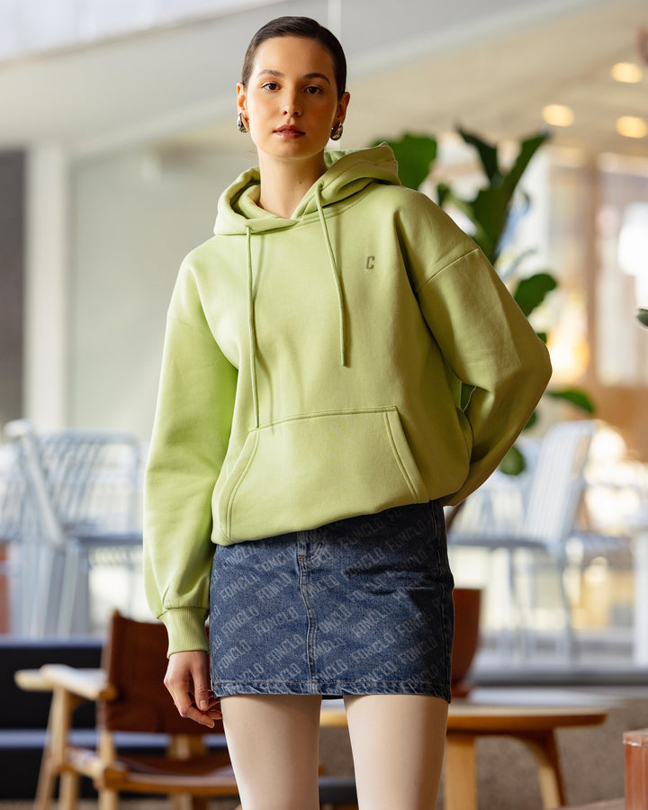 Yeşil | Oversize Kapüşonlu Sweatshirt