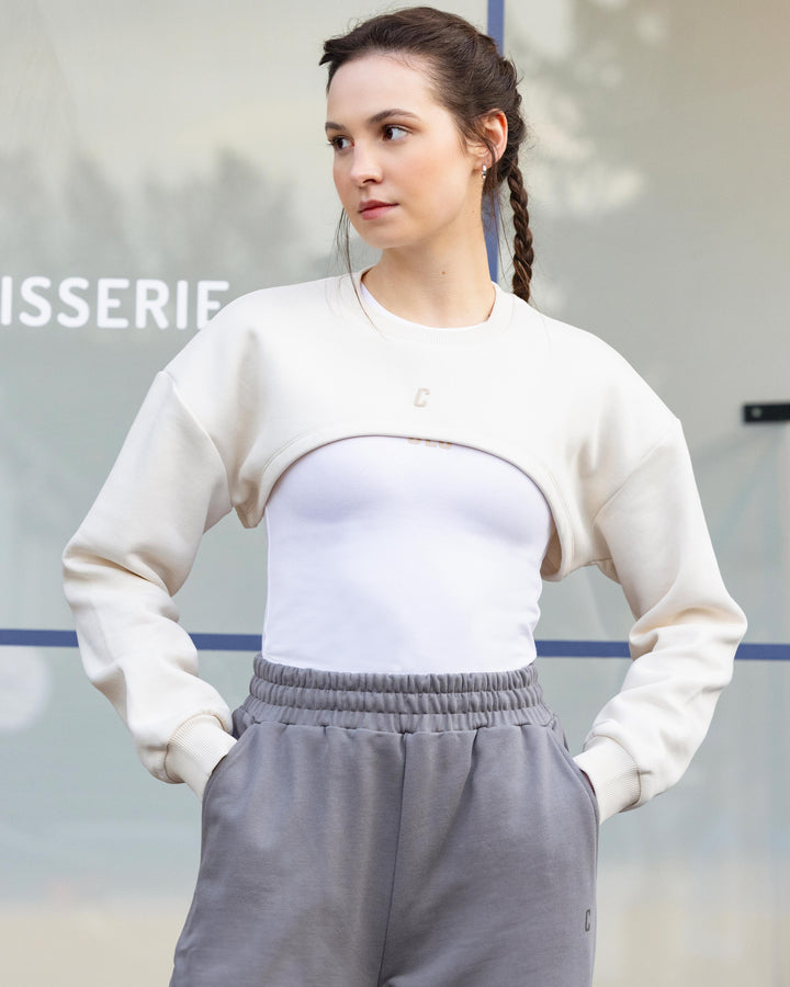 Ecru | Long Sleeve Super Crop