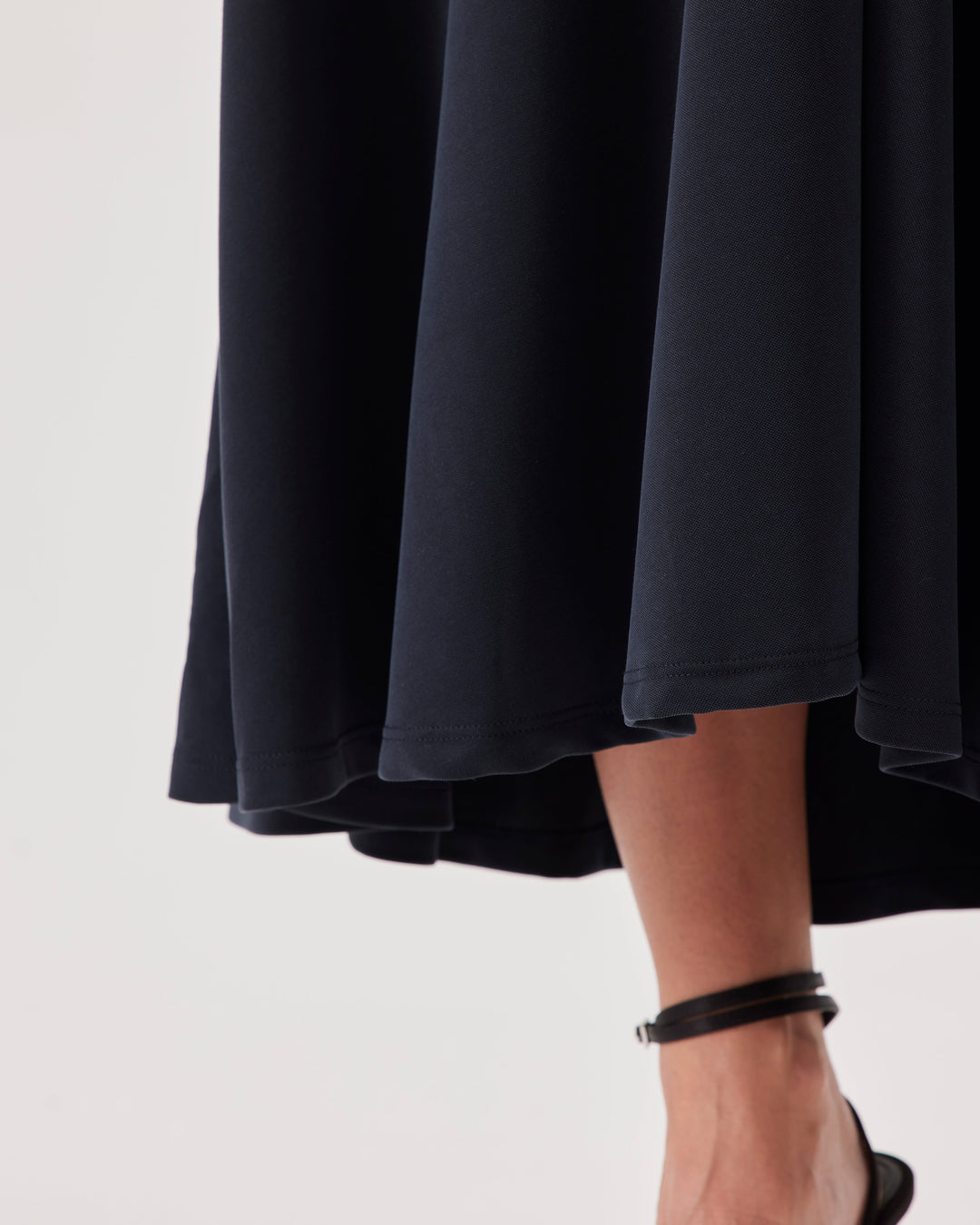 Black, midi,  lyocell-blend, halterneck dress, ankle-length, tencel blend fabric, wide straps tied at the neck, deep back cutout,  deep v-neckline.