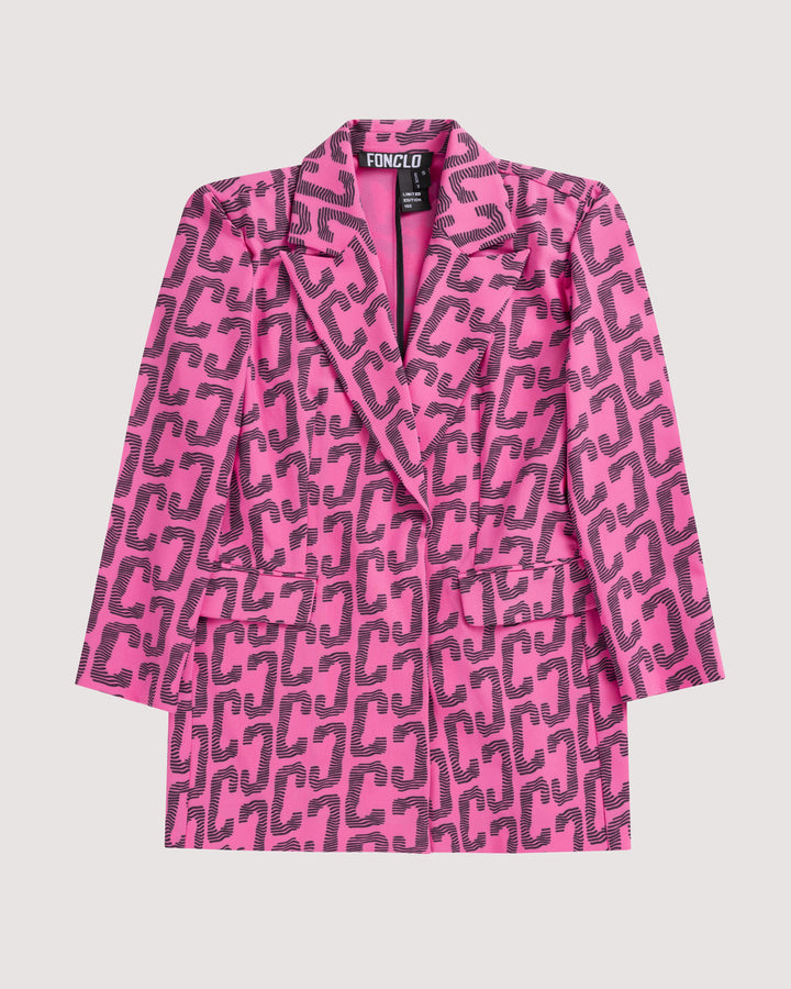 Pembe | Oversize Vatkalı Blazer Ceket